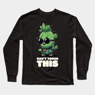 Can't Touch This" T-Shirt - Funny Cartoon Cactus Design Long Sleeve T-Shirt